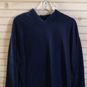 Lands End Blue Corduroy Mock Neck Pullover Top Women's XL (18)